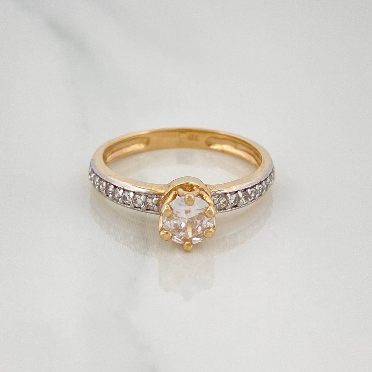 Solitaire Ring Churumbela 2.75 g / T6 1/2 Two Yellow White Gold 18K