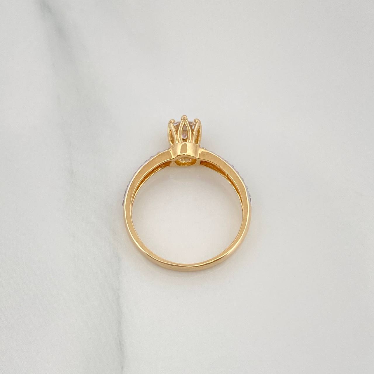 Solitaire Ring Churumbela 2.75 g / T6 1/2 Two Yellow White Gold 18K