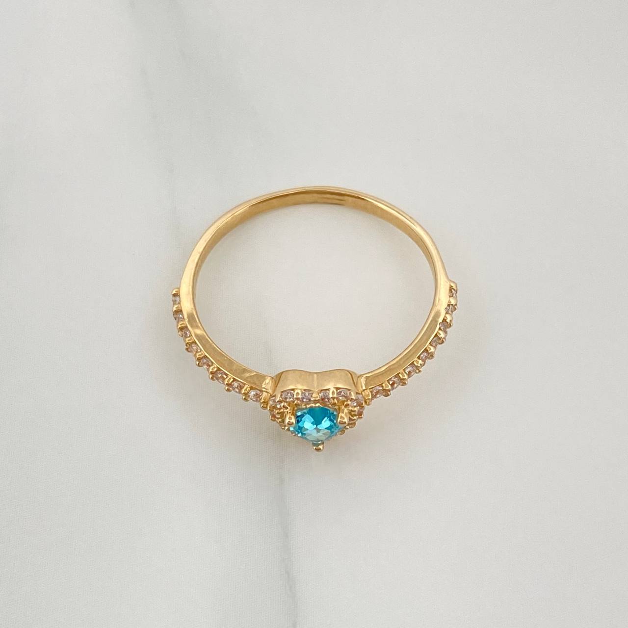 1.9 g Heart Halo Ring / T6 3/4 18K Yellow Gold