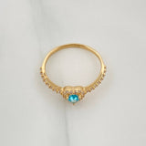 1.9 g Heart Halo Ring / T6 3/4 18K Yellow Gold
