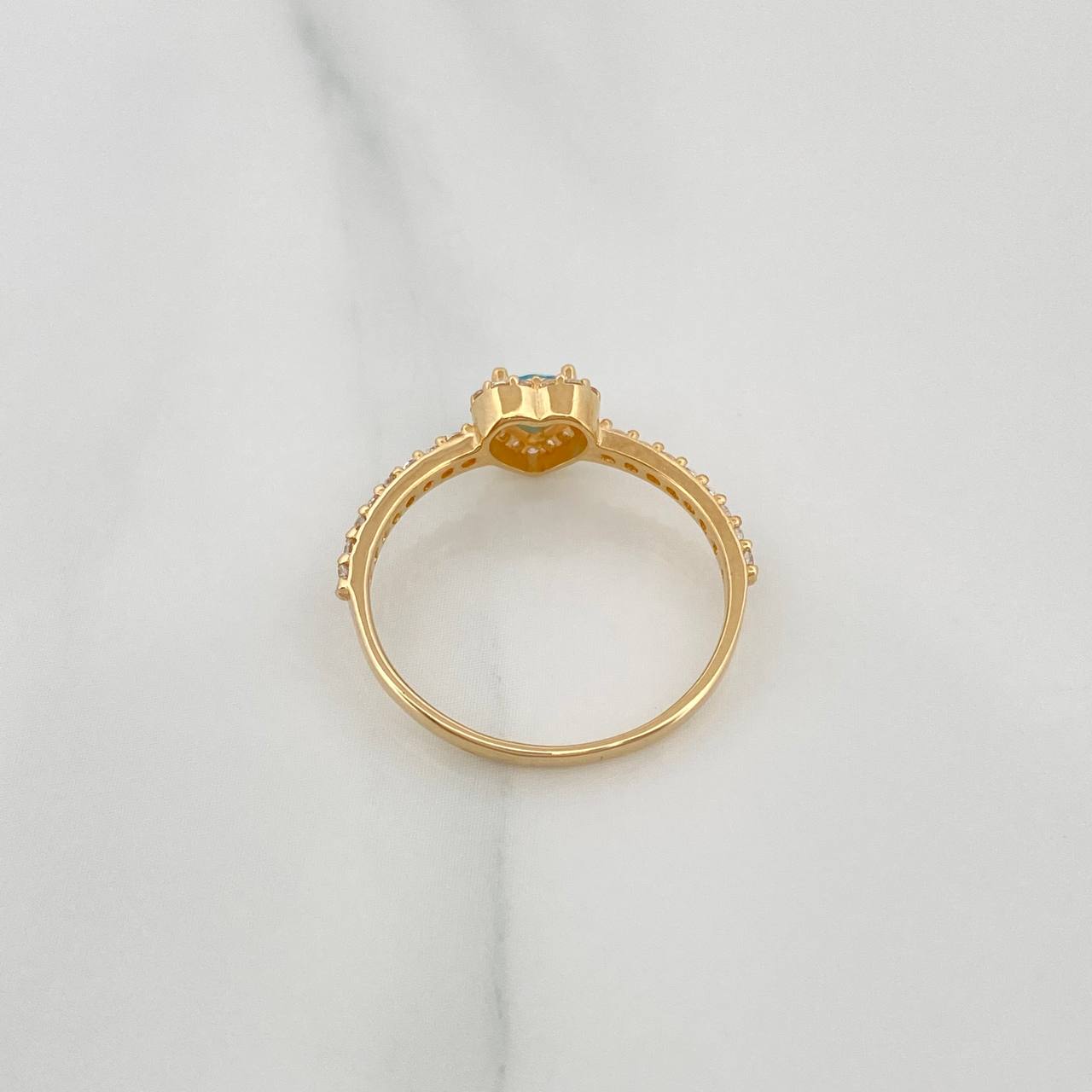 1.9 g Heart Halo Ring / T6 3/4 18K Yellow Gold