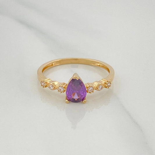 Anillo Halo Gota 2.2 g / T7 1/2 Oro Amarillo 18K