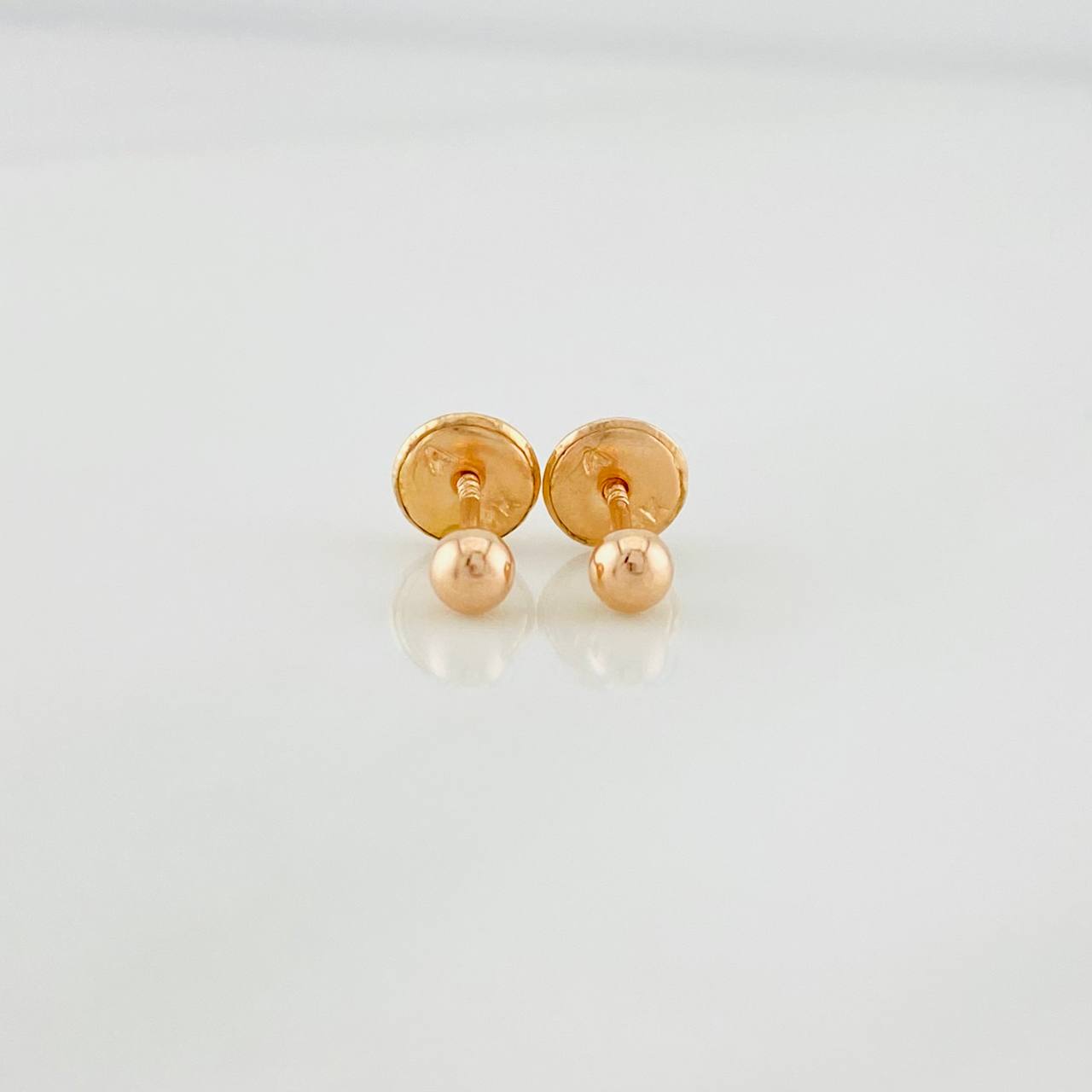 Plain Bead Stud Earrings 0.4g / in / 3mm 18K Rose Gold