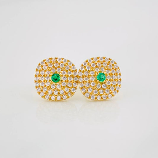Stud Earrings Square Halo 2.35g / in / 9.78mm Yellow Gold 18K