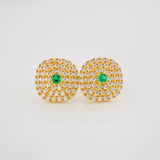Stud Earrings Square Halo 2.35g / in / 9.78mm Yellow Gold 18K