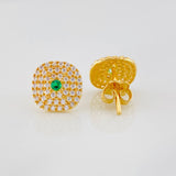 Stud Earrings Square Halo 2.35g / in / 9.78mm Yellow Gold 18K