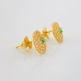 Stud Earrings Square Halo 2.35g / in / 9.78mm Yellow Gold 18K