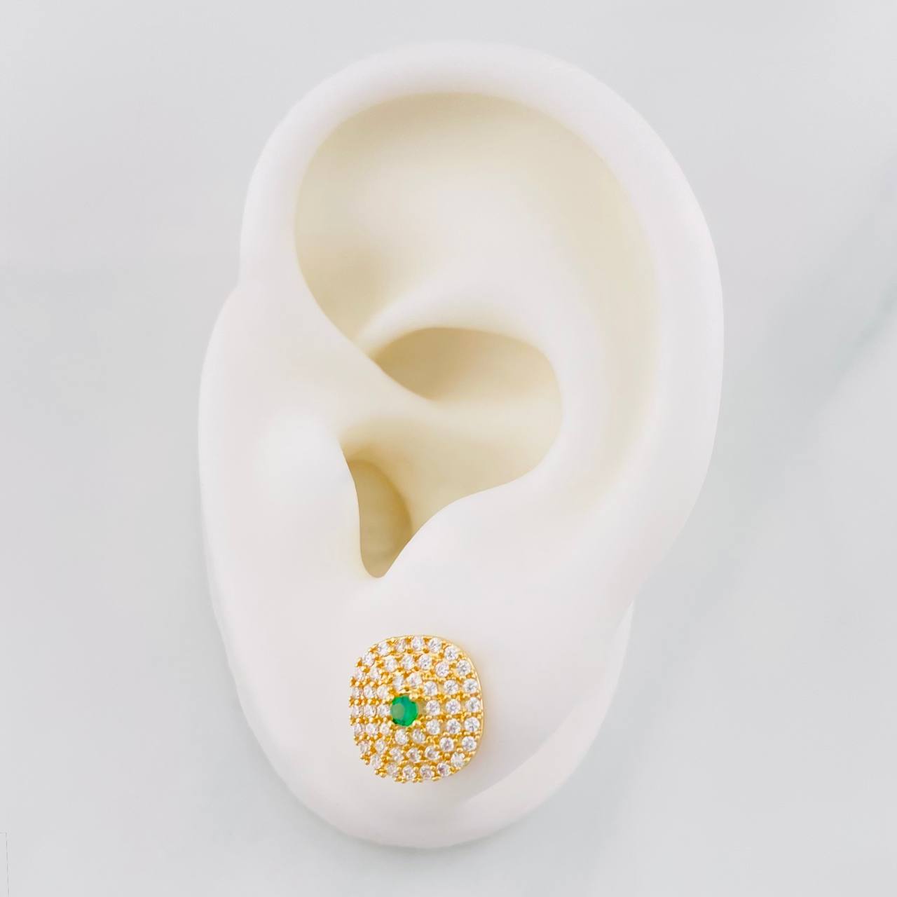 Stud Earrings Square Halo 2.35g / in / 9.78mm Yellow Gold 18K