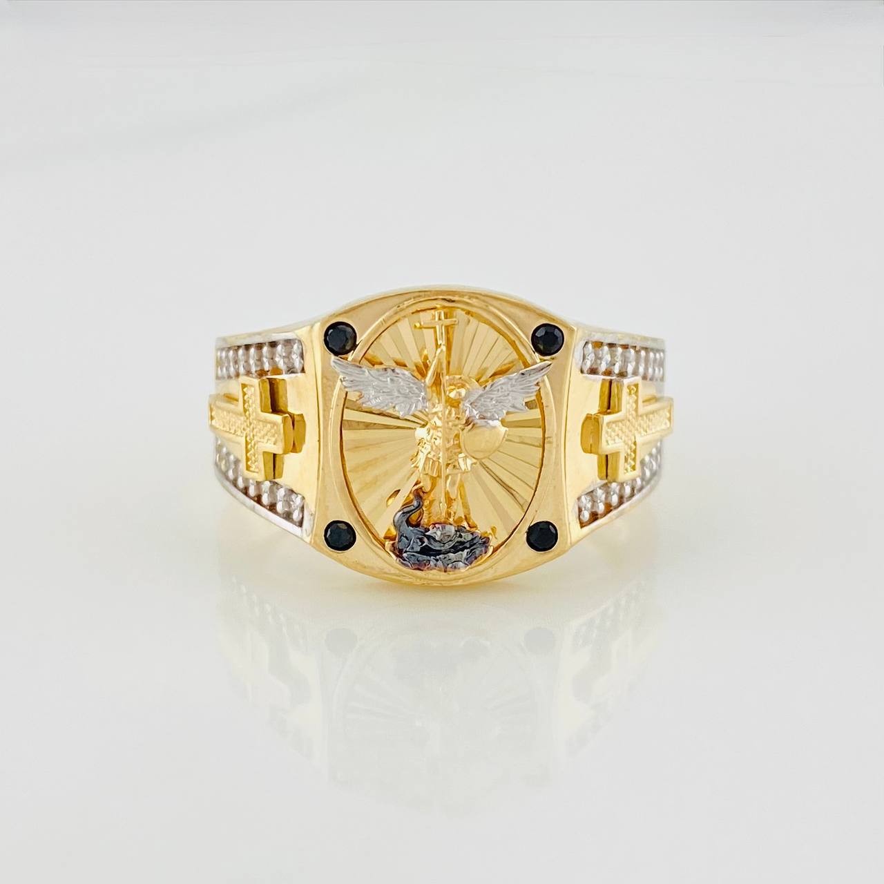 San Miguel Arcangel Ring 6g / T10 1/2 Three Golds 18K