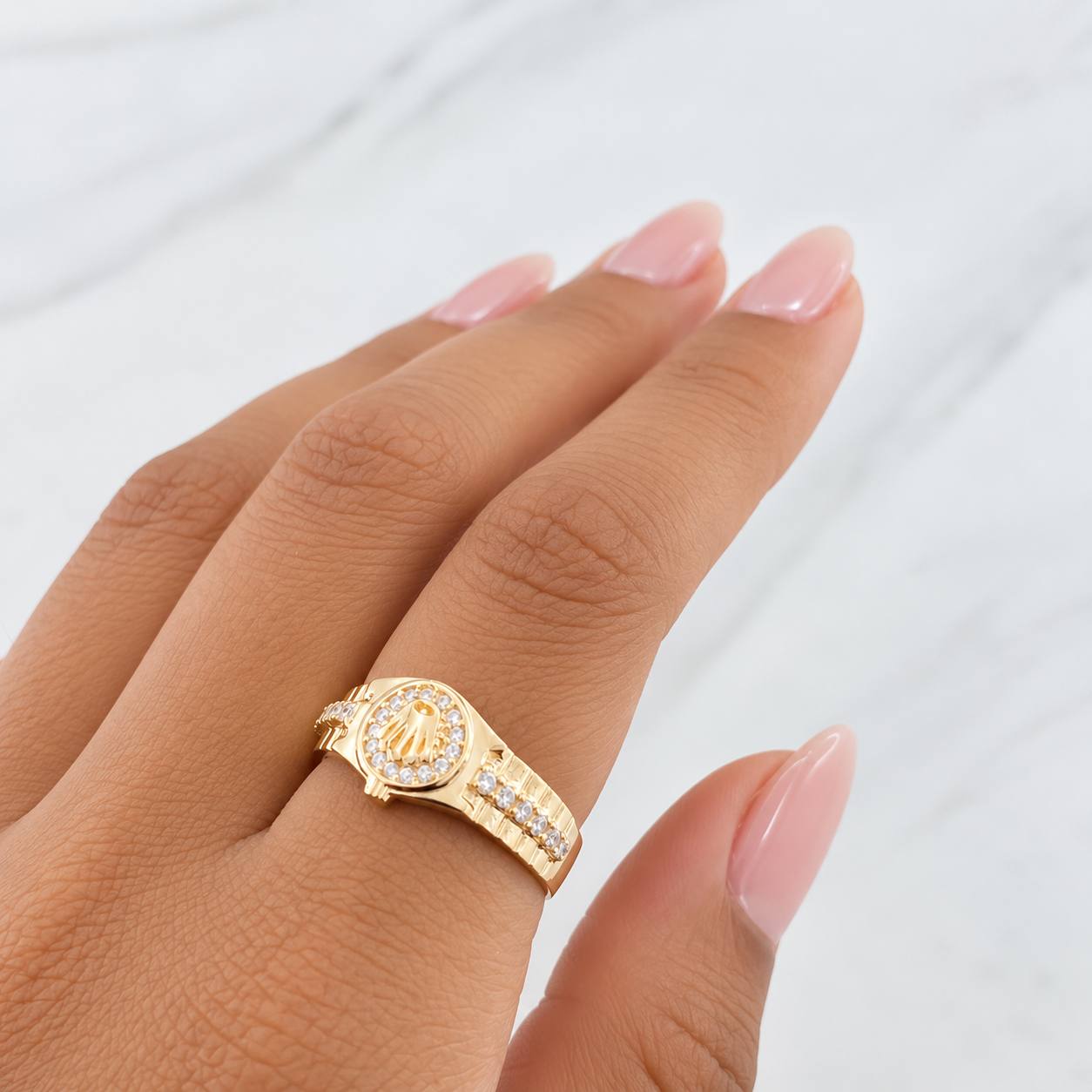 Crown Strap Ring 2.95g / T8 3/4 Yellow Gold 18K