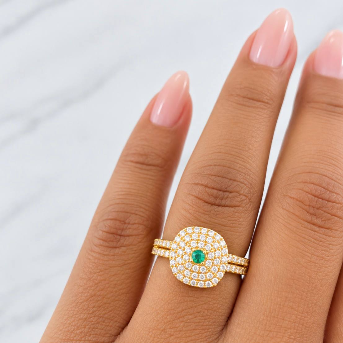 Halo Square Ring 2.6g / T5 1/4 Yellow Gold 18K