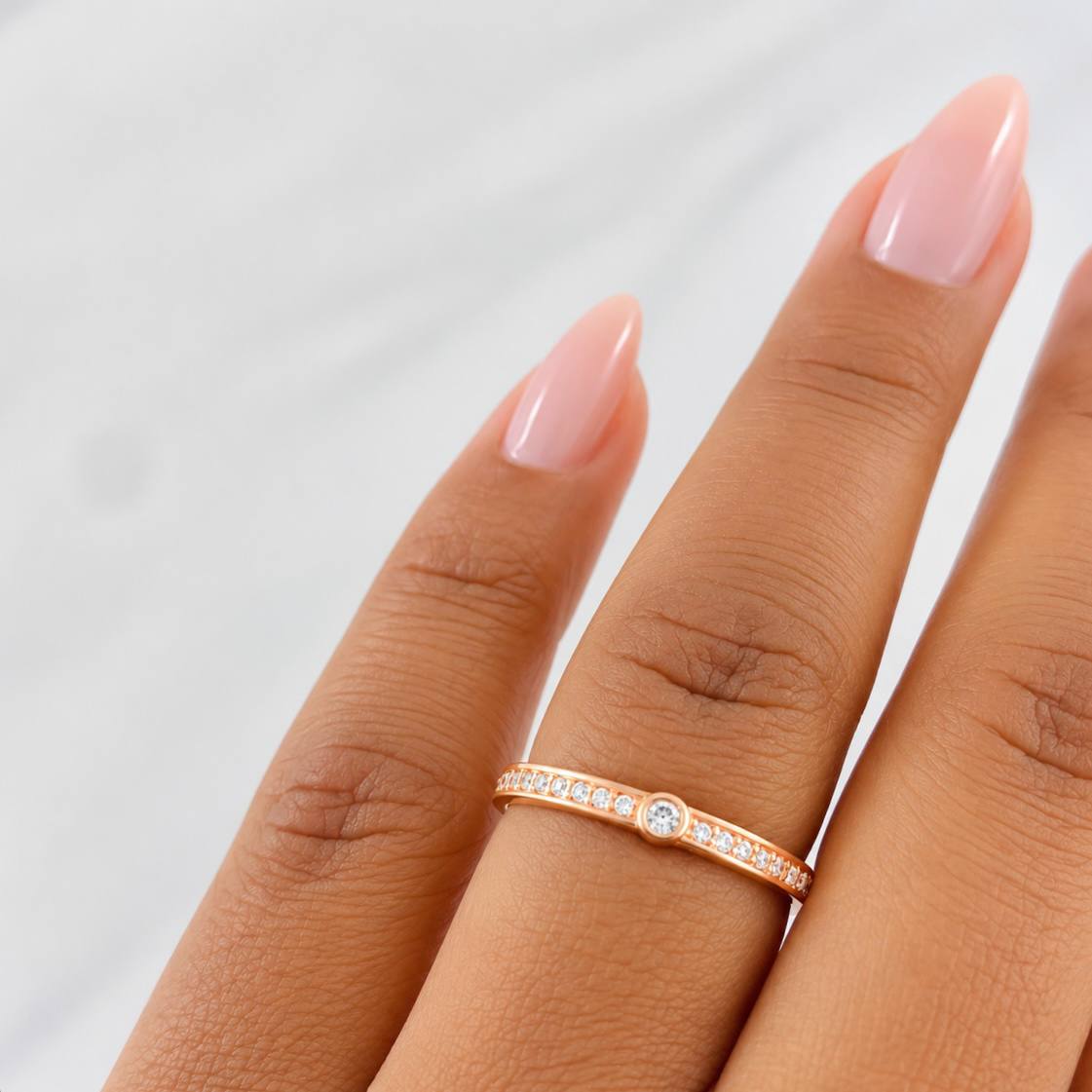 Anillo Bisel 1.2g / T6 Oro Rosa 18K