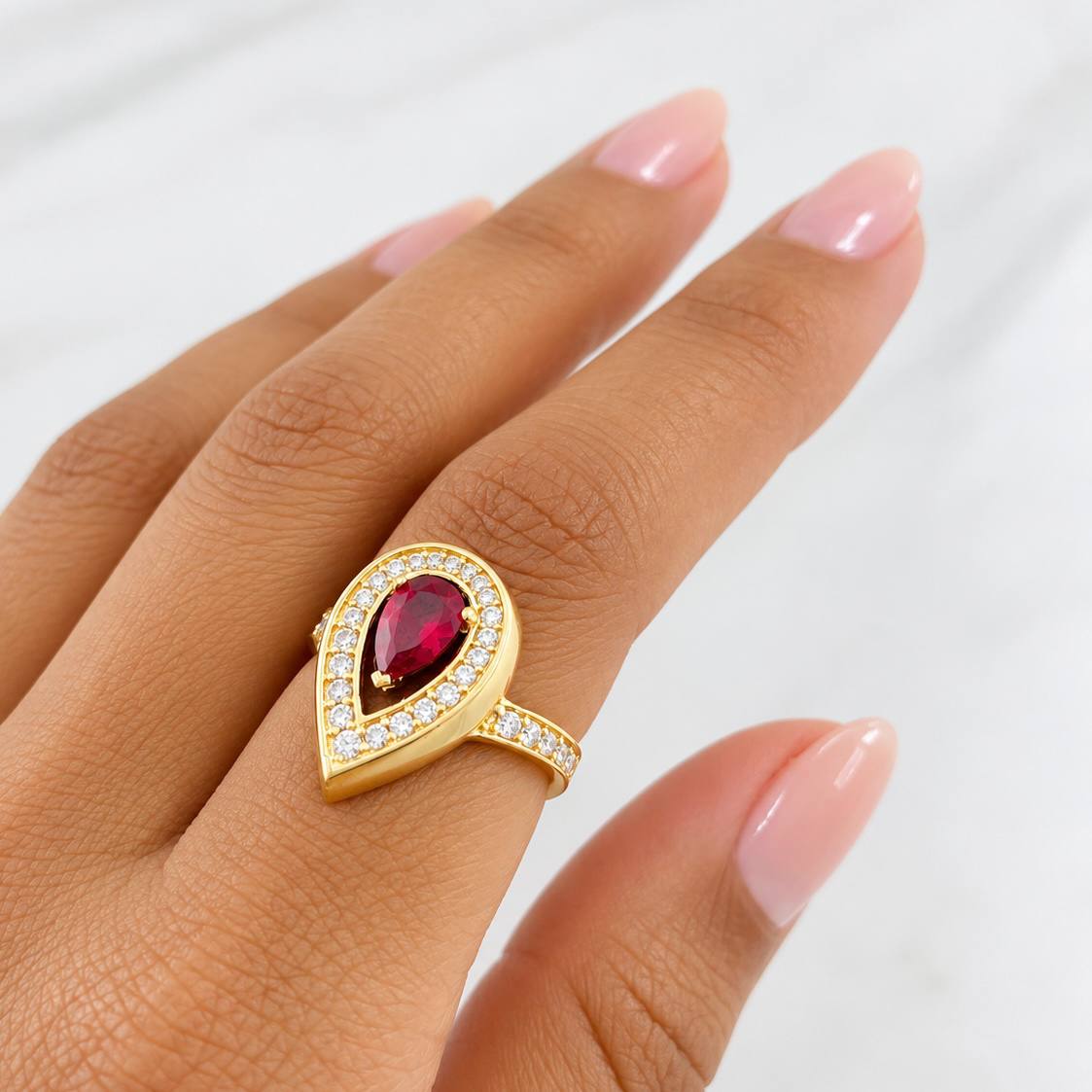 Halo Drop Ring 4.7g / T6 1/4 Yellow Gold 18K