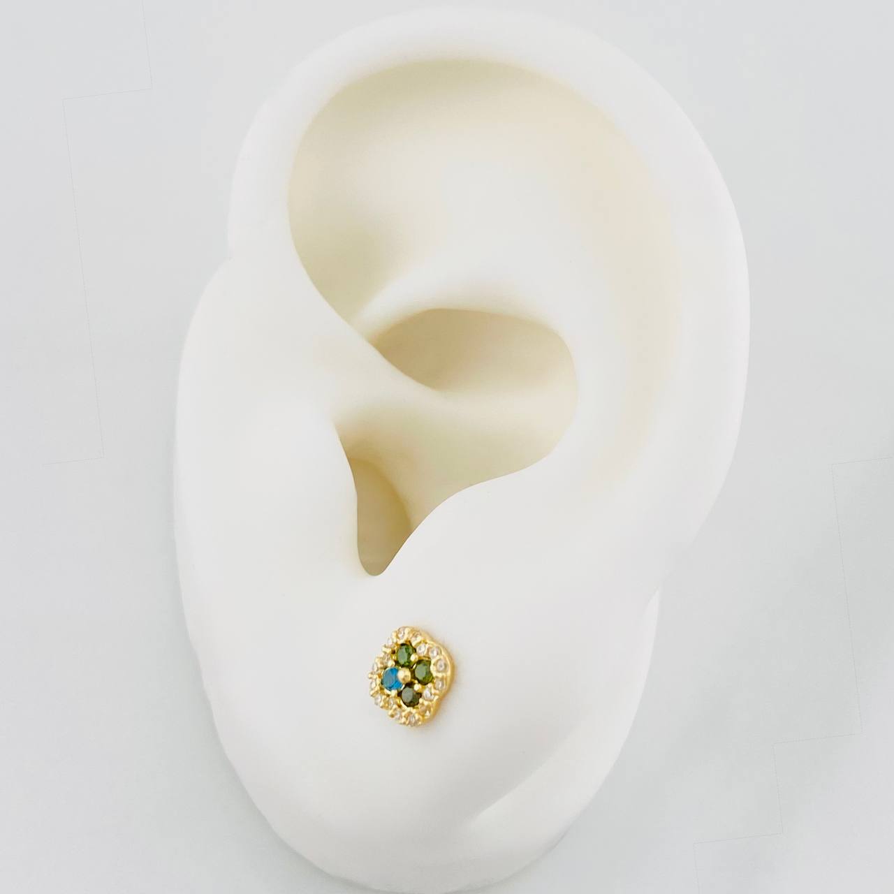 Topos Halo Trébol 0.9g / in / 5.6mm Oro Amarillo 18K