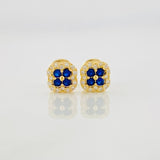 Halo Clover Stud Earrings 0.9g / in / 5.6mm Yellow Gold 18K