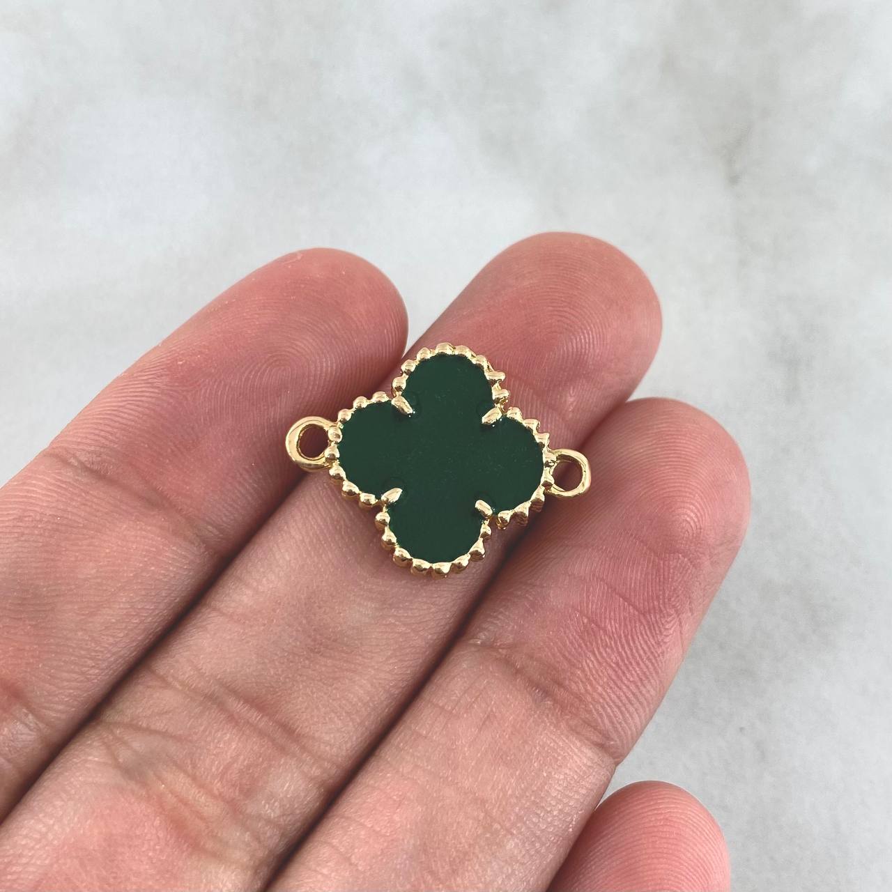 Charm VCyA Clover 3gr / 1.5mm Dark Green Yellow Gold