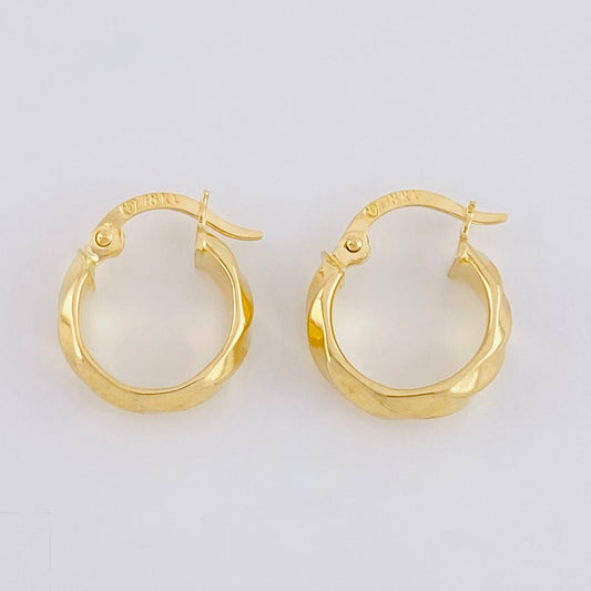 Hoop Earrings Spiral Lines 1.25g / 1/2 in 18K Yellow Gold