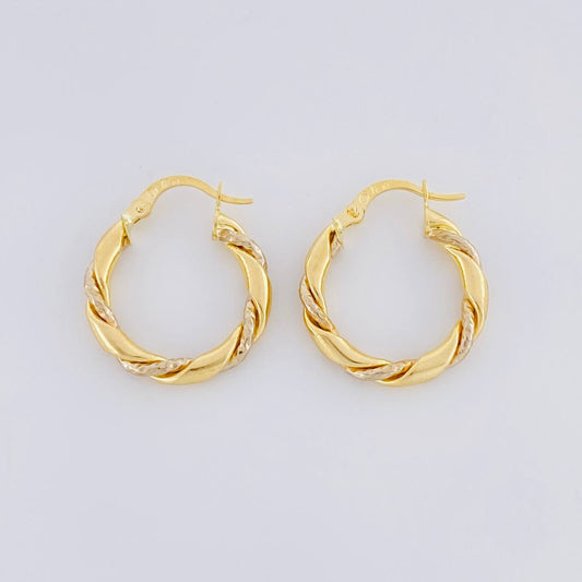 Hoop Earrings Rox 1.95g / 3/4 in Two-Tone Yellow White 18K Gold