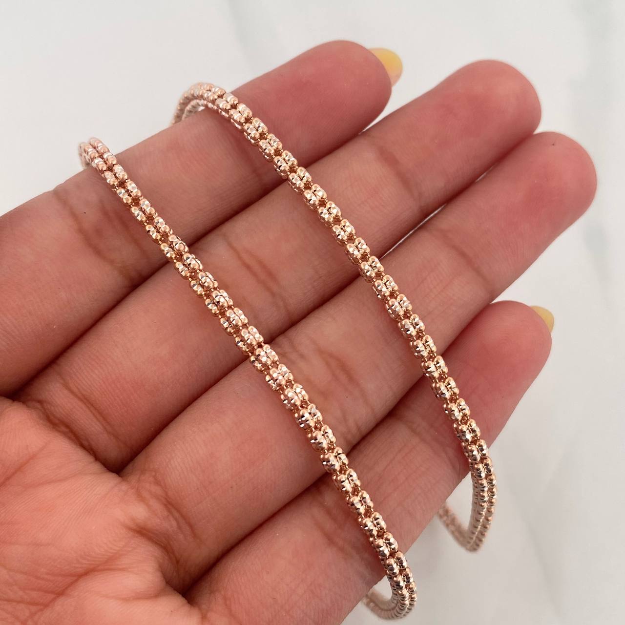 Ice Chain 20.5 g / 23 3/4 in / 3 mm Two-Tone White and Rose Gold 18K