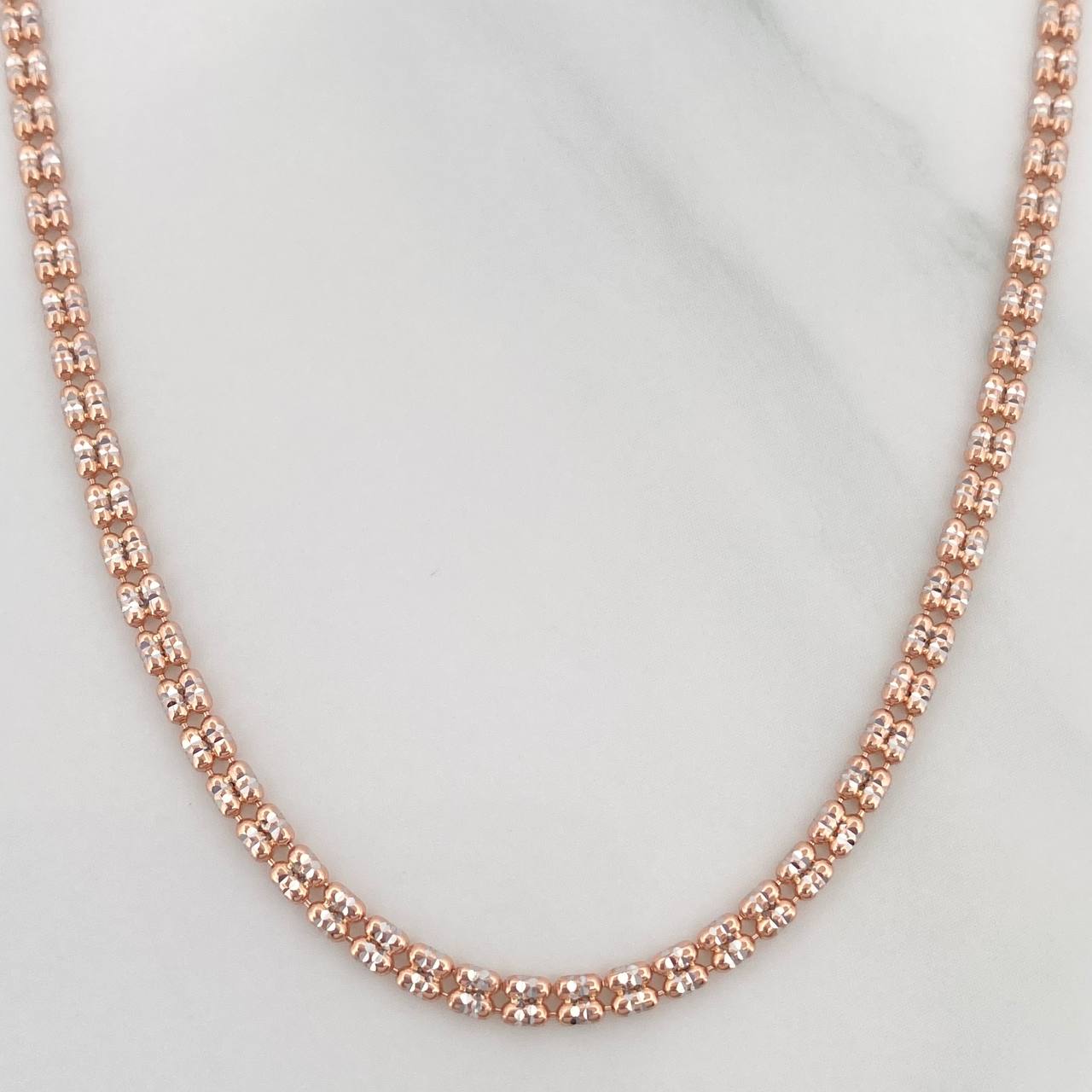 Ice Chain 8.4 g / 23 3/4 in / 2.2 mm Two-Tone White and Rose Gold 18K