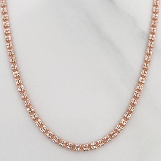 Cadena Ice 8.4 g / 23 3/4 in / 2.2 mm Dos Oros Blanco Rosa 18K