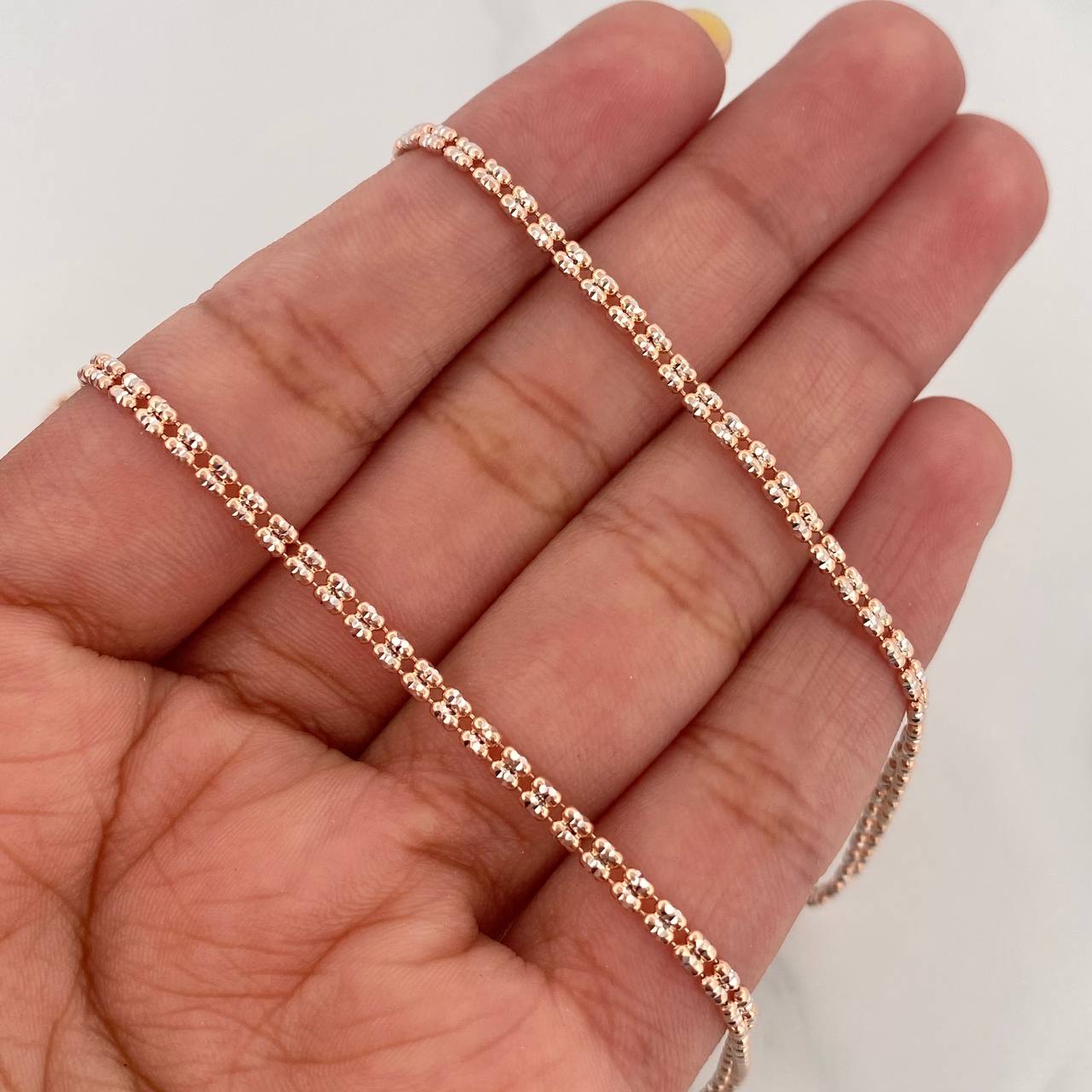 Ice Chain 8.4 g / 23 3/4 in / 2.2 mm Two-Tone White and Rose Gold 18K