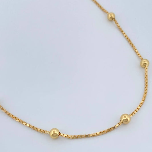Cadena Veneciana Esferas 7.1gr / 17 1/4 in / 4mm Oro Amarillo +3 18K %