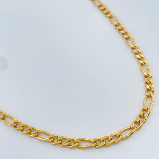 Cadena Figaro 9.6gr / 23 1/2 in / 3.8mm Oro Amarillo +1 18K %