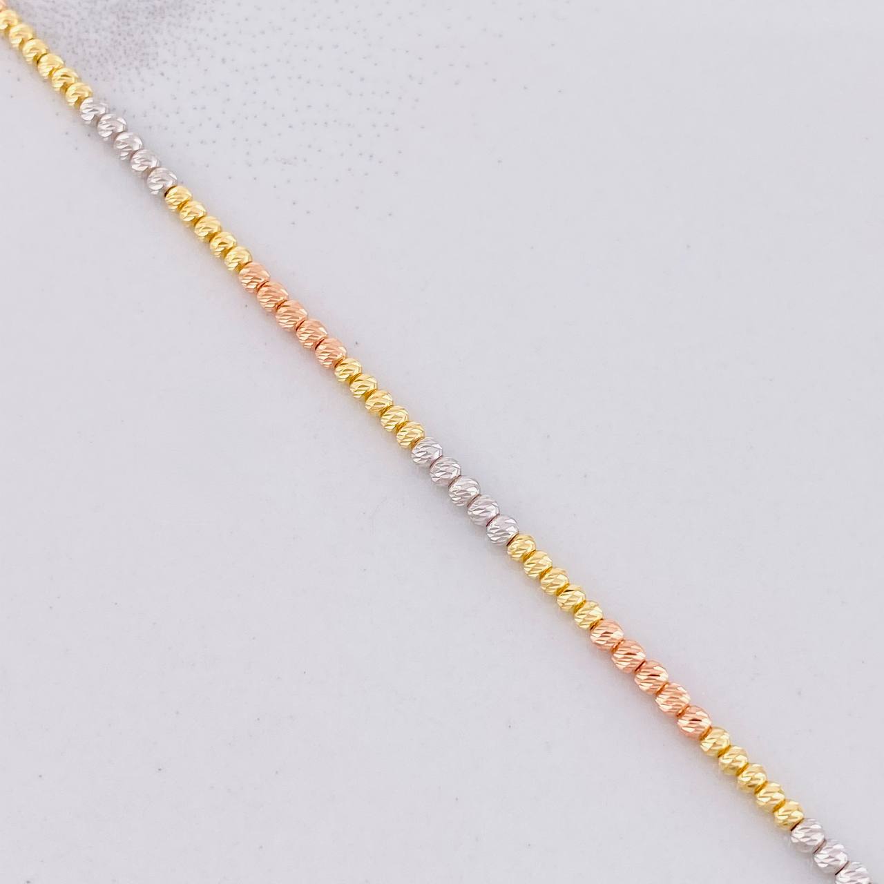 Modular Military Diamond Cut Bracelet 4.05g / 8 in - 7 in / 2mm Three Golds 18K