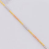 Modular Military Diamond Cut Bracelet 4.05g / 8 in - 7 in / 2mm Three Golds 18K