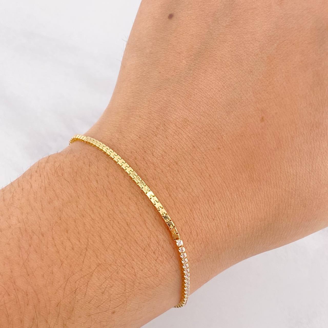 Pulso Tenis 1.95g / 7 in / 1.5mm Oro Amarillo 18K