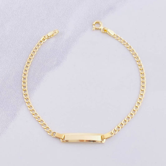 Pulso Cubano Placa Rectangular 1.55g / 6 1/2 in / 2.4mm Oro Amarillo 18K