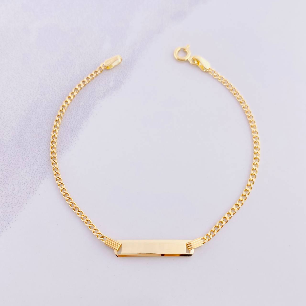 Pulso Cubano Placa Rectangular 1.65g / 6 1/2 in / 1.8mm Oro Amarillo 18K