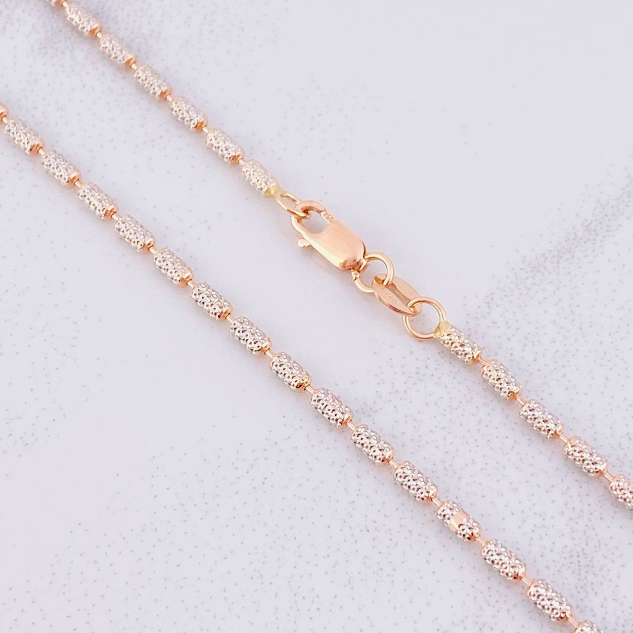 Cadena Ice 7.8g / 20 in / 2mm Dos Oros Blanco Rosa 18K