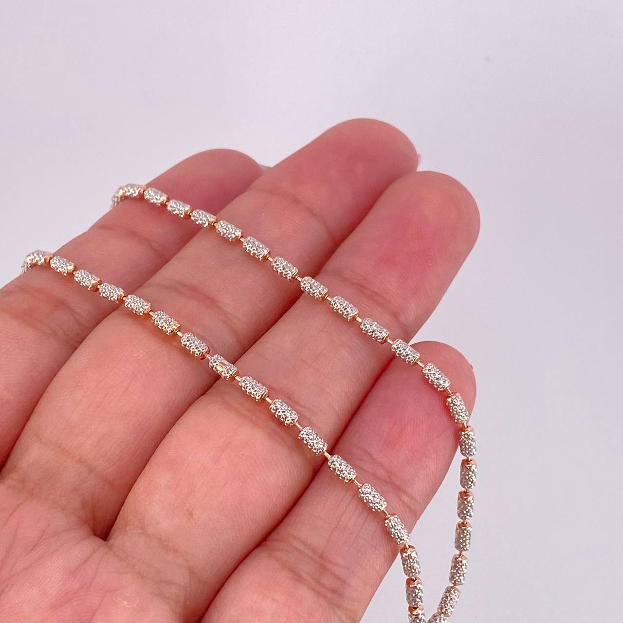 Cadena Ice 7.95g / 20 in / 2mm Dos Oros Blanco Rosa 18K