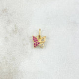 Dije Mariposa Parcial 0.4gr / 1cm / Circones Blancos Fucsia Oro Amarillo 18K