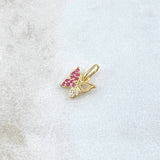 Dije Mariposa Parcial 0.4gr / 1cm / Circones Blancos Fucsia Oro Amarillo 18K