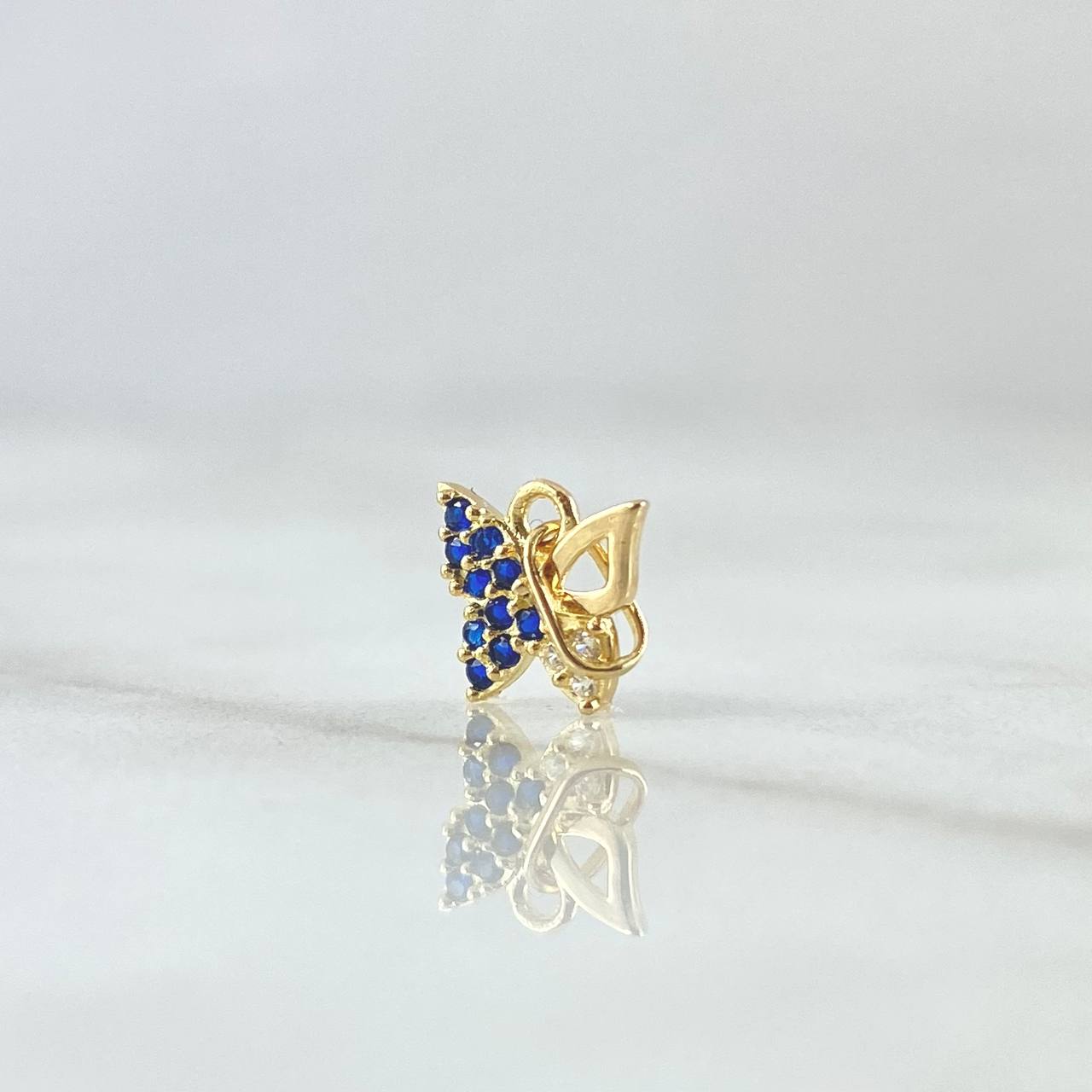 Dije Mariposa Parcial 0.4gr / 1cm / Circones Blancos Azul Oro Amarillo 18K