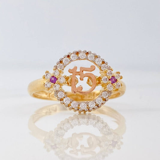 Anillo 15s Circulo 2.75g / T6 1/2 Tres Oros 18K