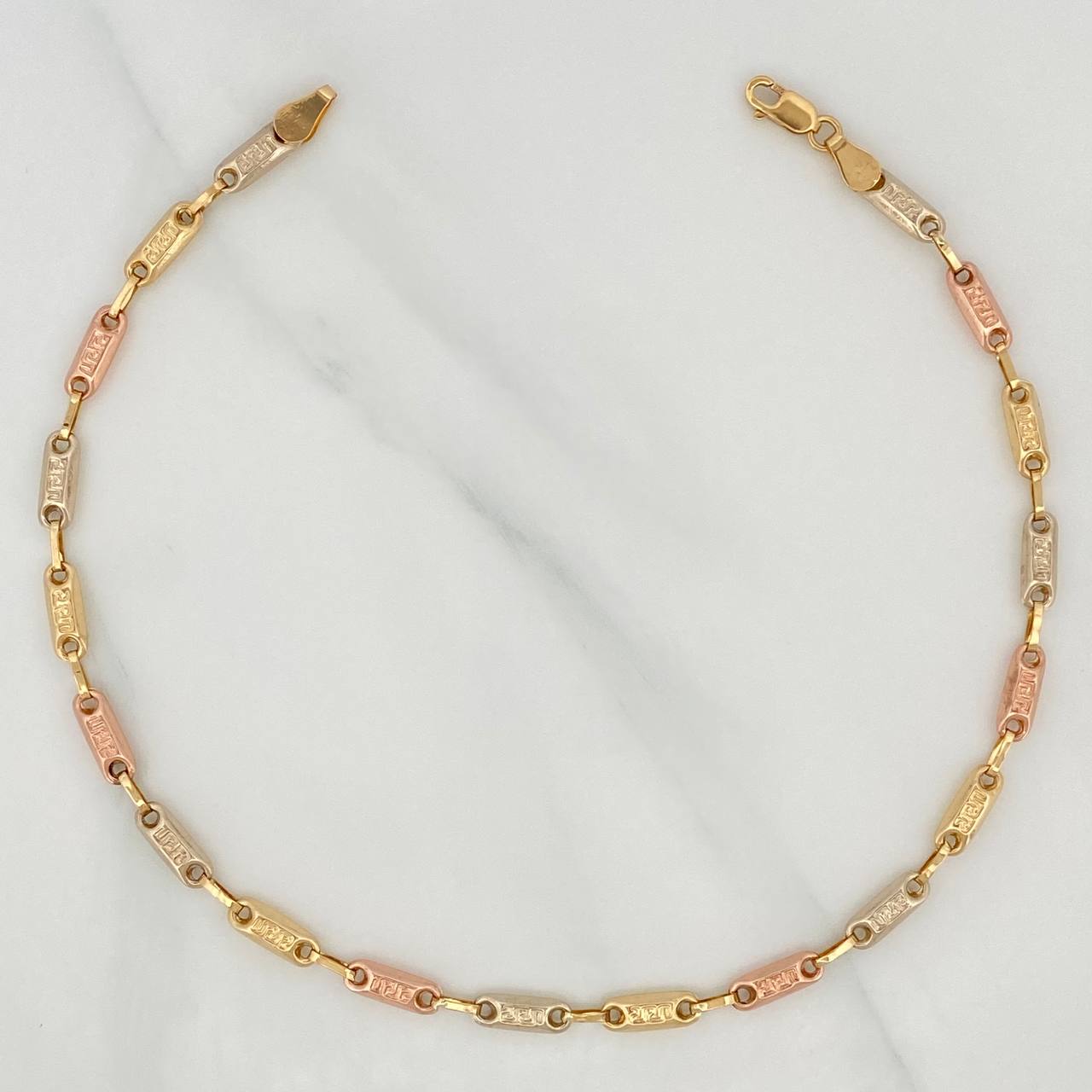 Rustic Tribal Anklet 4.45 g / 10 1/4 in / 3.52 mm Three Golds 18K