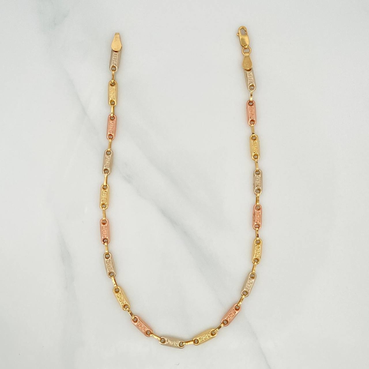 Rustic Tribal Anklet 4.45 g / 10 1/4 in / 3.52 mm Three Golds 18K