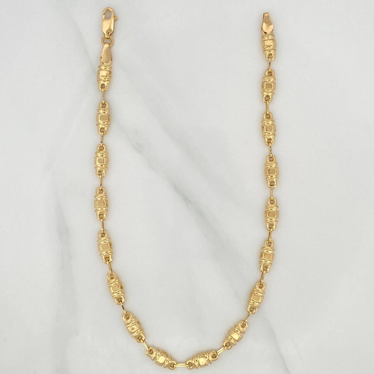 Rustic Barrel Anklet 5.1 g / 10 in / 4.69 mm 18K Yellow Gold