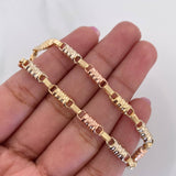 Rustic Barrel Bracelet 4 g / 7 1/2 in / 4.41 mm Three Golds 18K