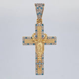 Dije Cruz Rosario Virgen Guadalupe 6.55 g / 1 3/4 in Dos Oros Amarillo Blanco 18K