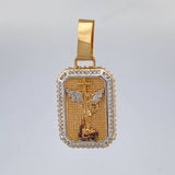 Pendant Plaque Saint Michael Archangel 5.4 g / 1 1/2 in Three Golds 18K