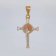 Dije Cruz Cristo San Benito 2.95 g / 1 3/4 in Tres Oros 18K