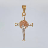 Dije Cruz Cristo San Benito 2.95 g / 1 3/4 in Tres Oros 18K