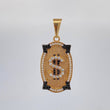 Pendant Plate Dollar Sign 4.6 g / 1 1/2 in Two-Tone Black Yellow 18K