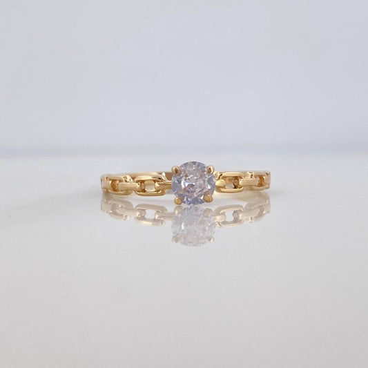 Anillo Solitario Eslabon 1.5 g / T7 Oro Amarillo 18K