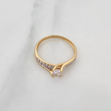 Solitaire Ring Inverted Line 1.7 g / T6 Two Yellow White Gold 18K
